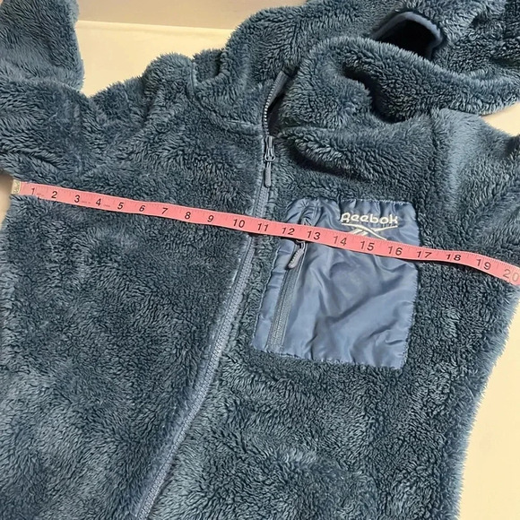Reebok sherpa hoodie faux fur front pockets comfy small sherpa hoodie zip jacket - Picture 4 of 11